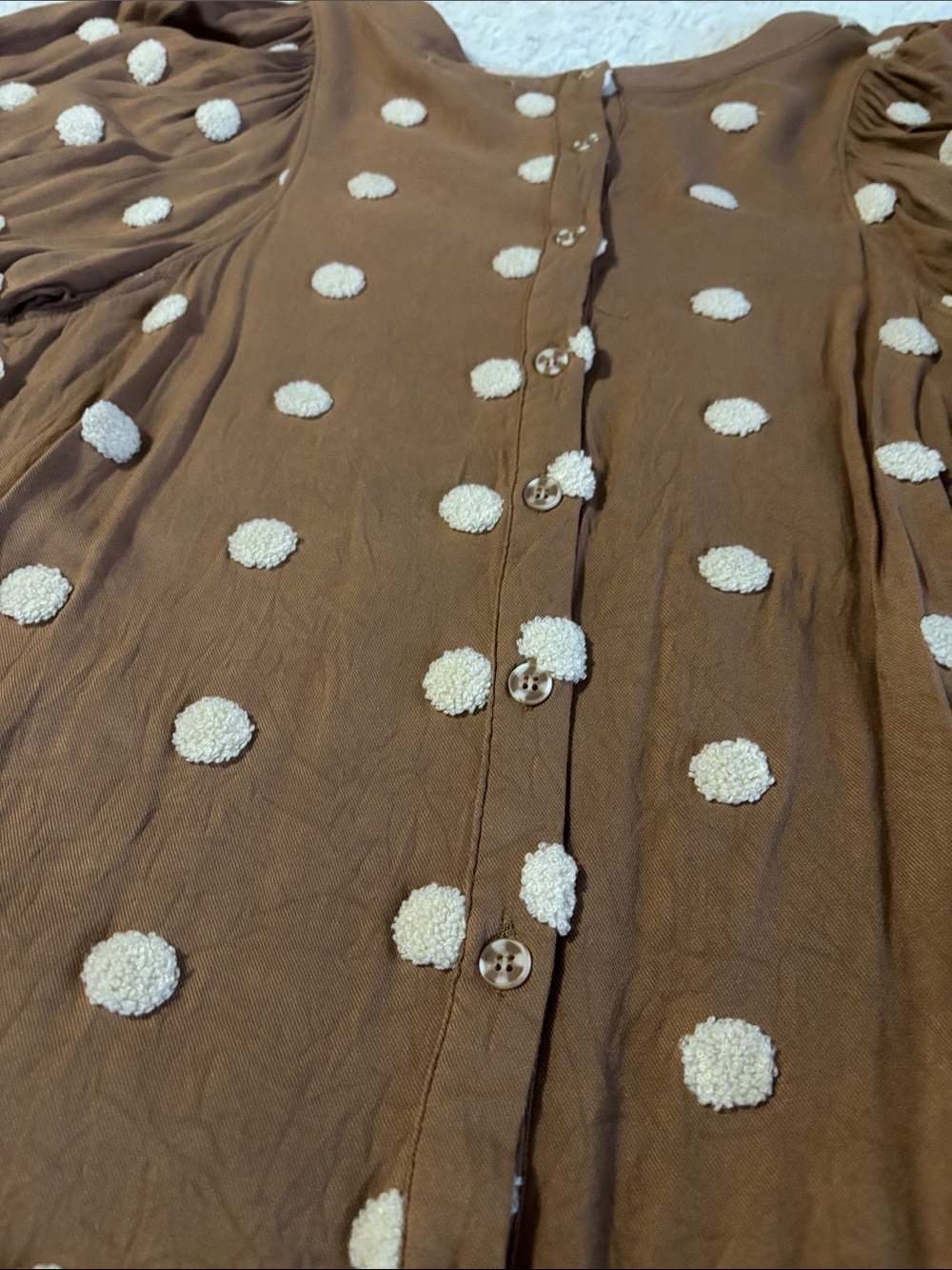 Blu Pepper Brown Dress with Cream Polka Dots - Picture 6 of 6